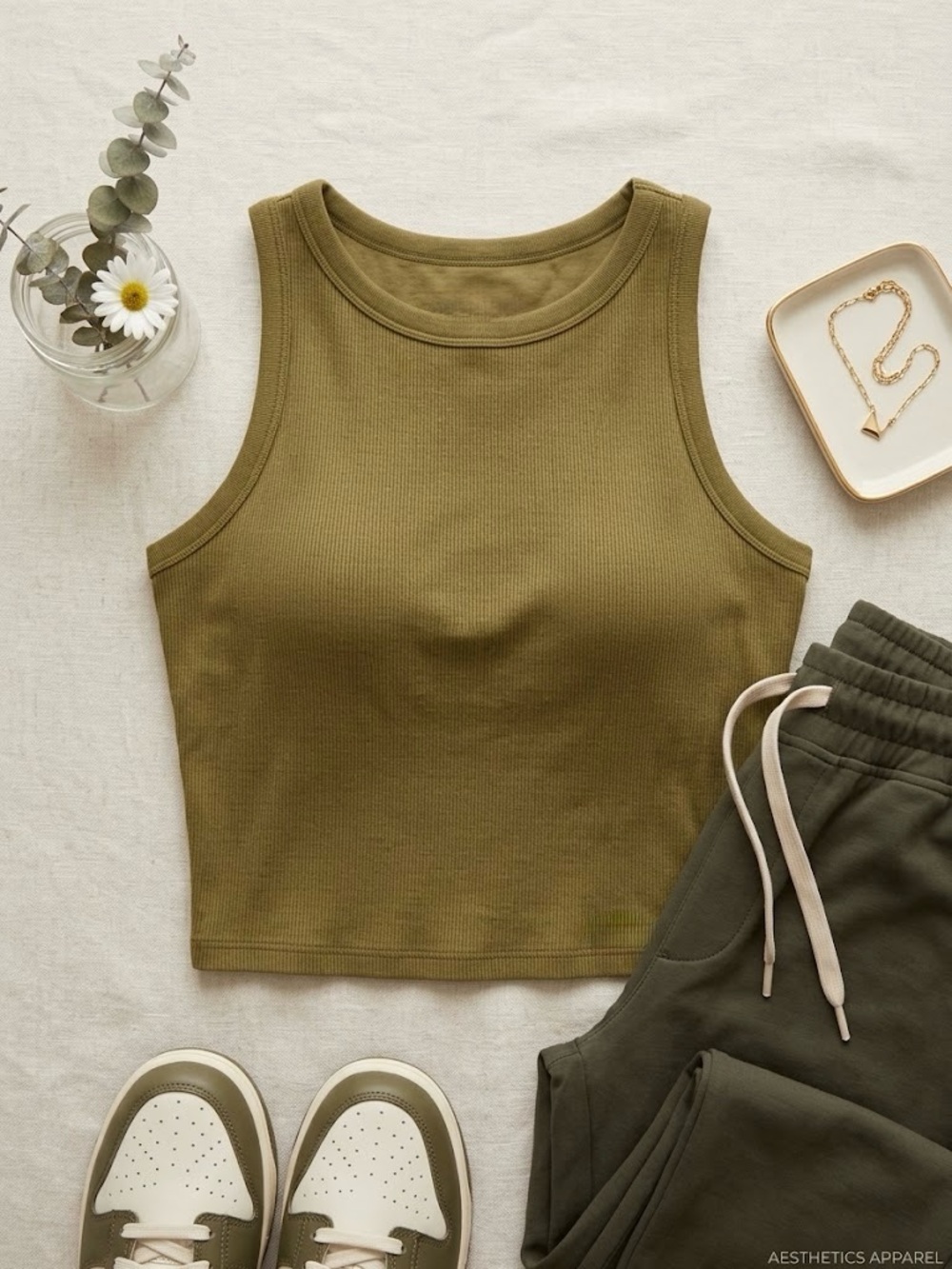 Uniqlo Olive Green Ribbed Tank Top